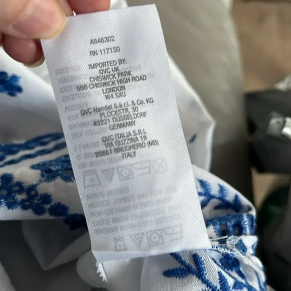 Belle Kim Gravel Floral Embroidered Eyelet Ruffled Neck Blouse size xl - Picture 14 of 16